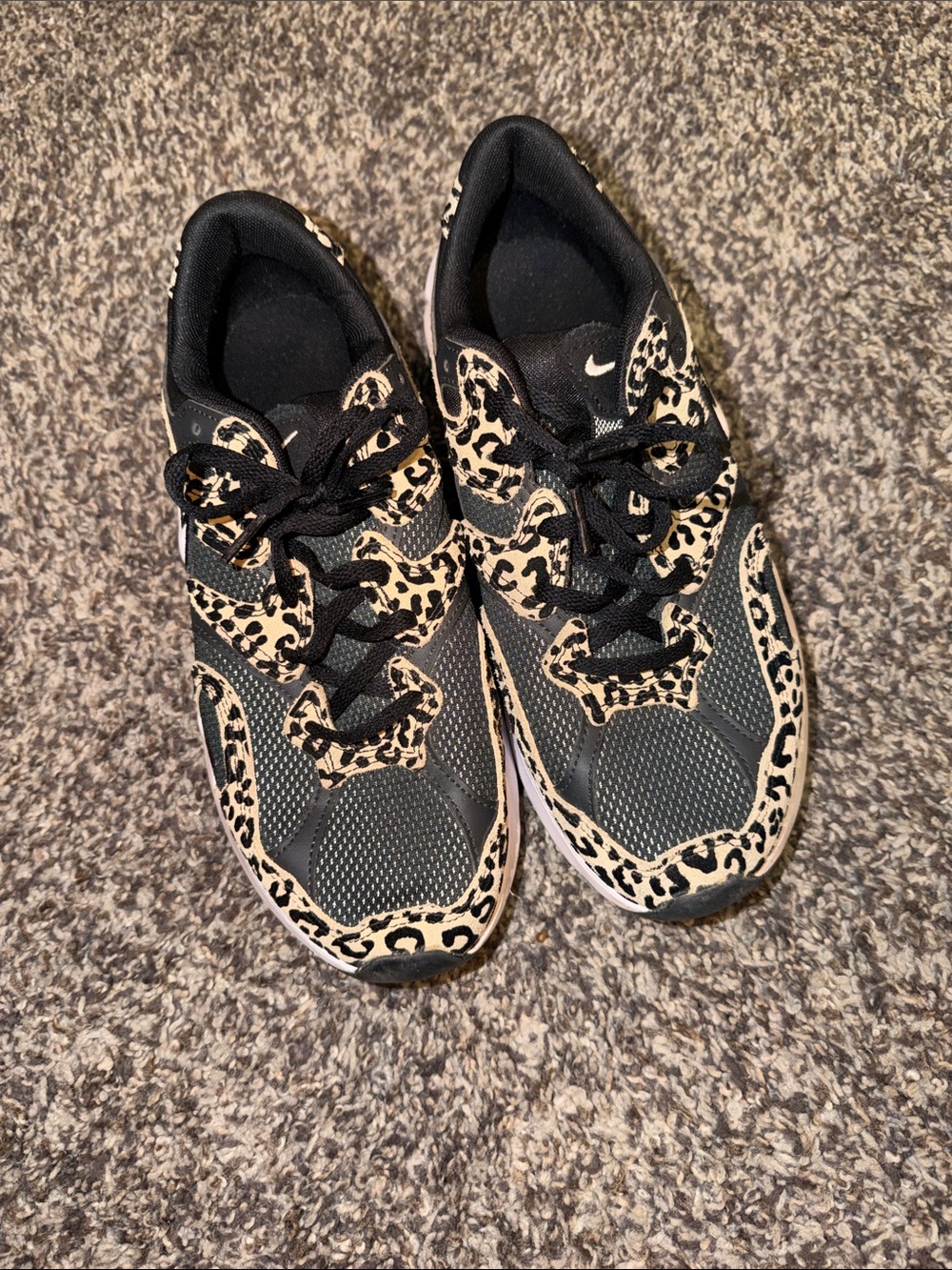 Nike Black Athletic Sneakers with Leopard Print Accents